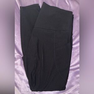 Black Ribbed High-Rise Leggings